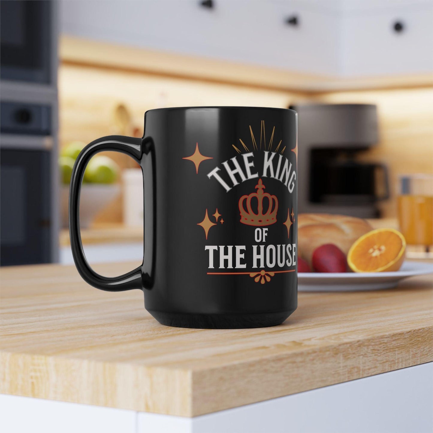 Classic Black King's Mug  (11oz, 15oz) :  "Dad, The King of the House Collection"