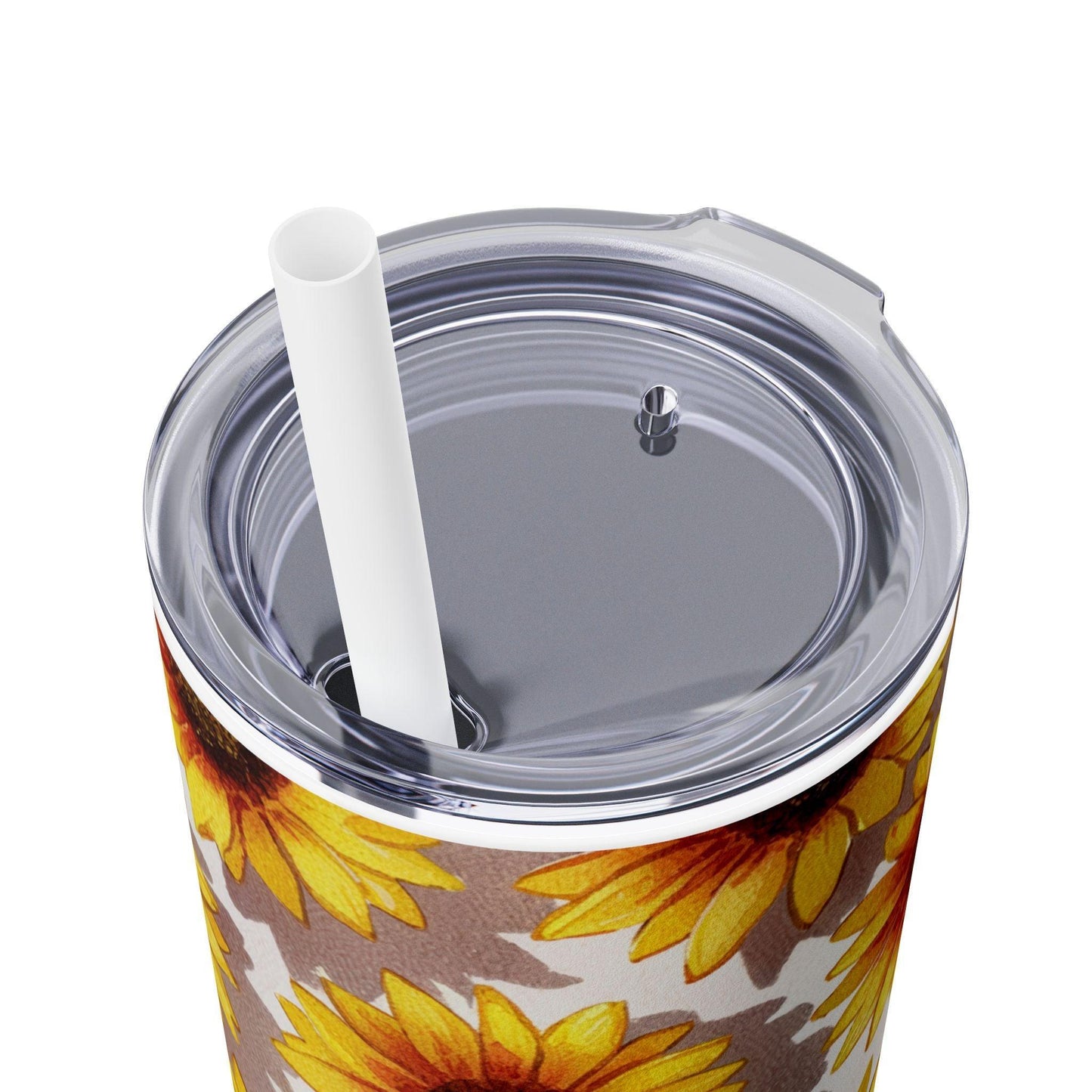 Vaso delgado con pajita, 20 oz | "Vaso flaco de girasol"