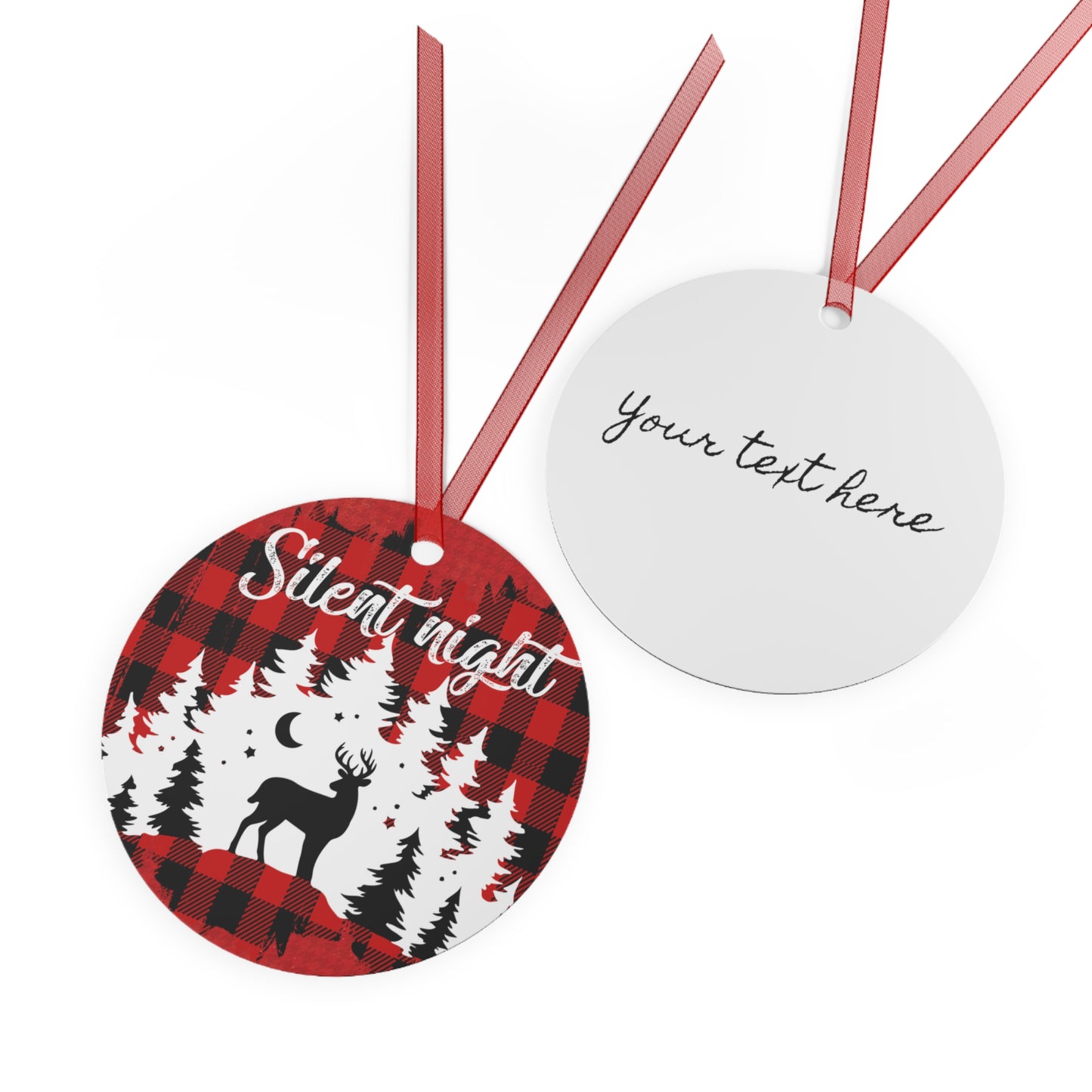 Christmas  Customizable Round Metal Ornament Silent Night