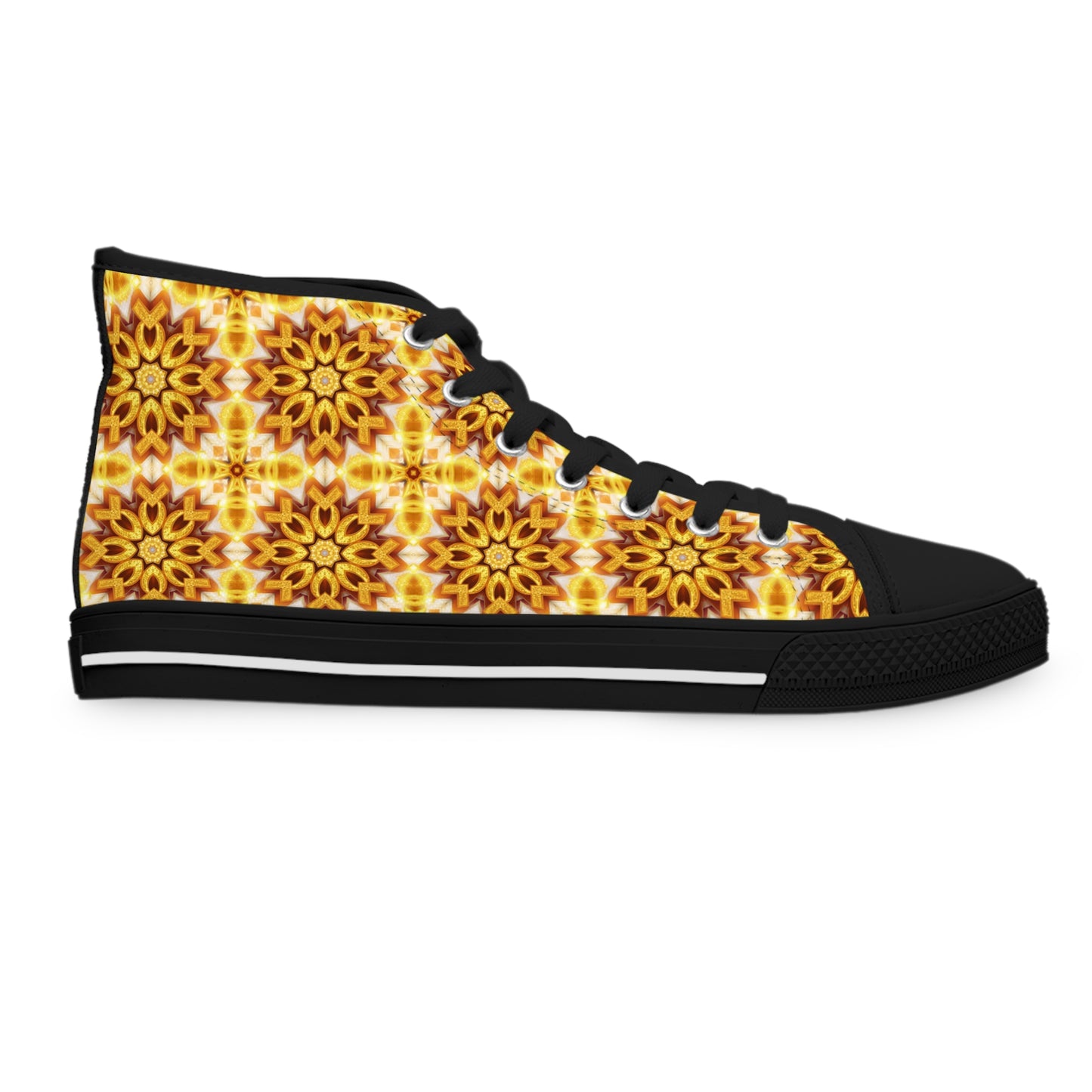 Awesome Golden flowers pattern High Top Sneakers