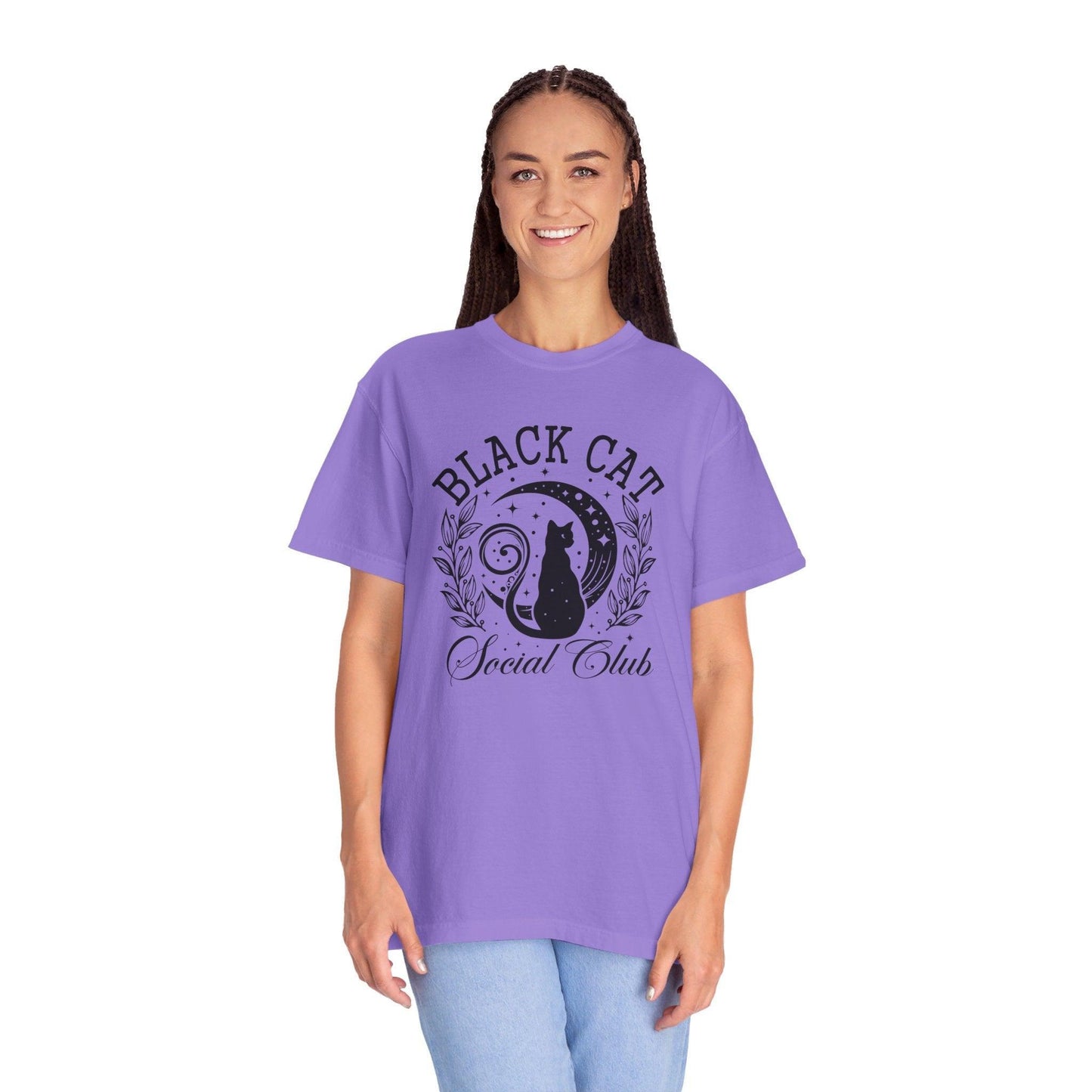 Black Cat Social Club Garment-Dyed T-Shirt - Cosmic Creations by Karen