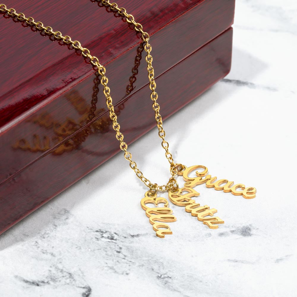 Multi Vertical  Children Names Necklace | Christmas Stunning Gift for  Wife