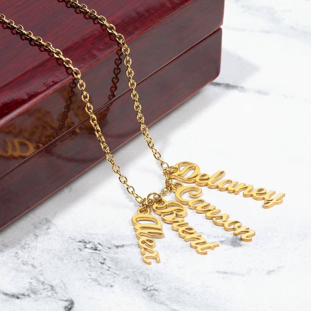 Multi Vertical  Children Names Necklace | Christmas Stunning Gift for  Wife